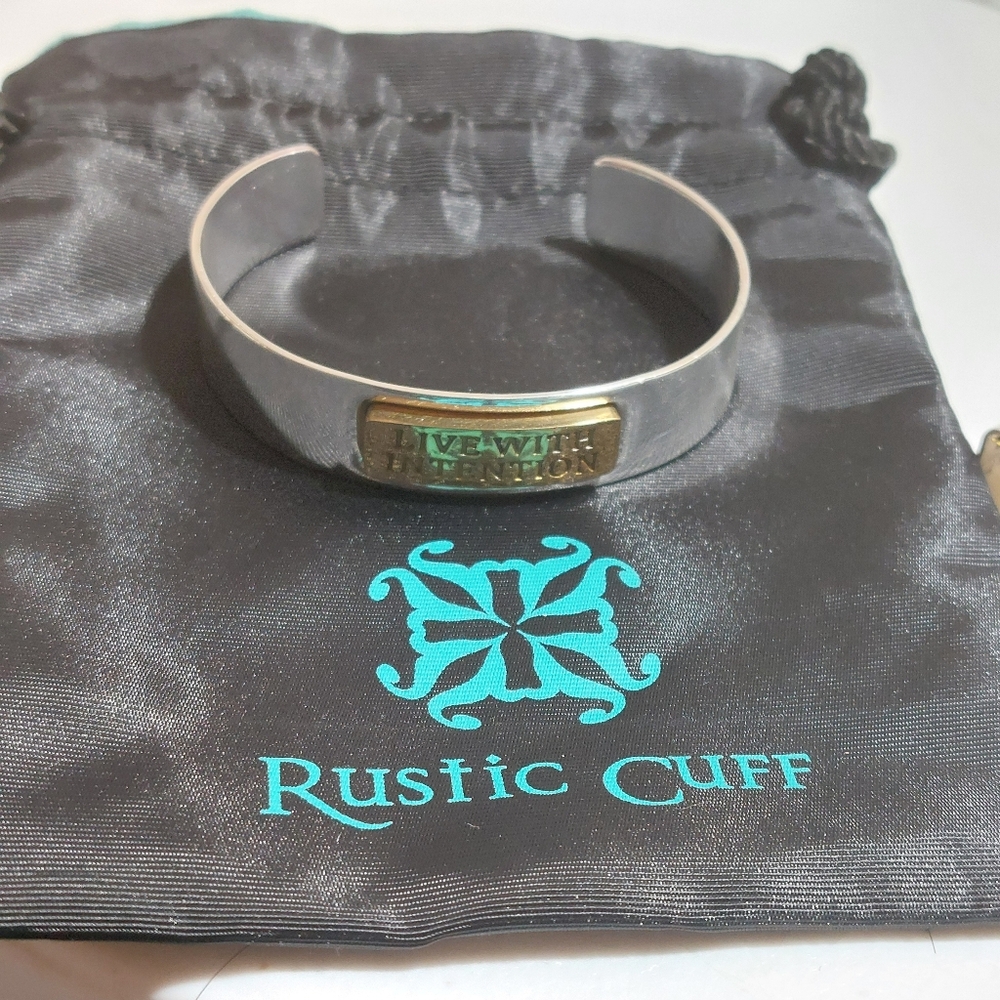Rustic Cuff Live With Intention Affirmation Gold … - image 7